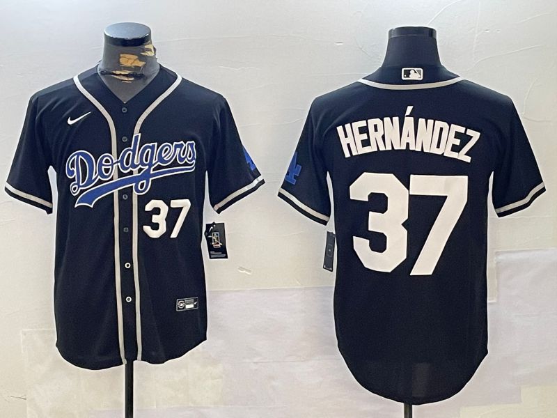 Men Los Angeles Dodgers 37 Hernandez Black Game 2024 Nike MLB Jersey style 11218